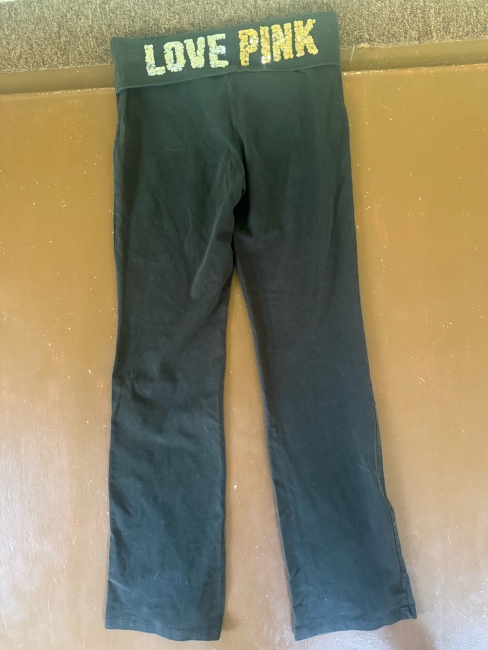 Victoria's Secret Pink Yoga Black Flared Yoga Pants y2K - womenโs large